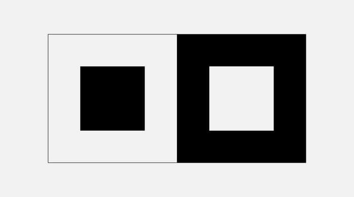 Темный квадрат на светлом фоне выглядит меньше, чем светлый квадрат на темном фоне
